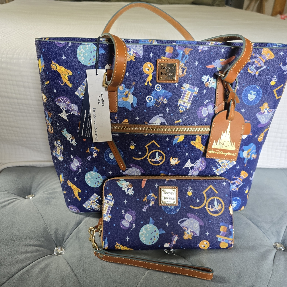 Dooney & Bourke Blue and Brown Celestial Tote Bag Set